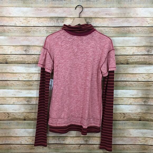 NWT Free People Piper Twofer Long Sleeve Tee – Washed Red Combo - Small - Picture 9 of 15